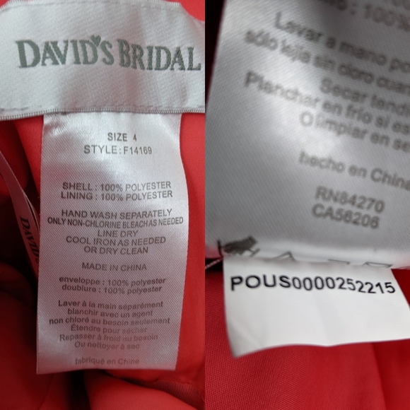 David's Bridal Bridesmaid Dress F14169 Coral Reef - Picture 6 of 7